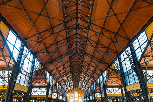 Original ceiling of the Great Market Hall in Budapest