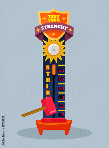 Test your strength. Vector flat cartoon illustration