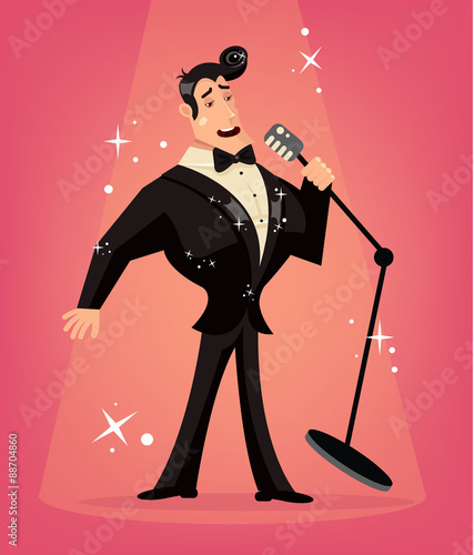 Vector singer flat cartoon illustration