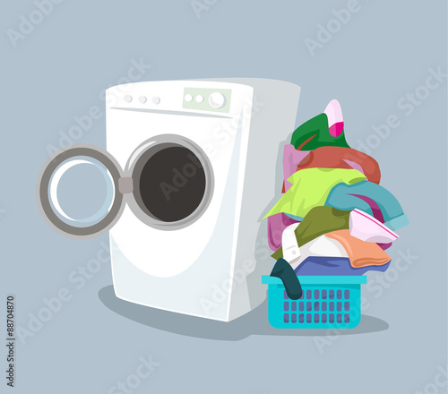 Vector washing machine. Flat cartoon illustration