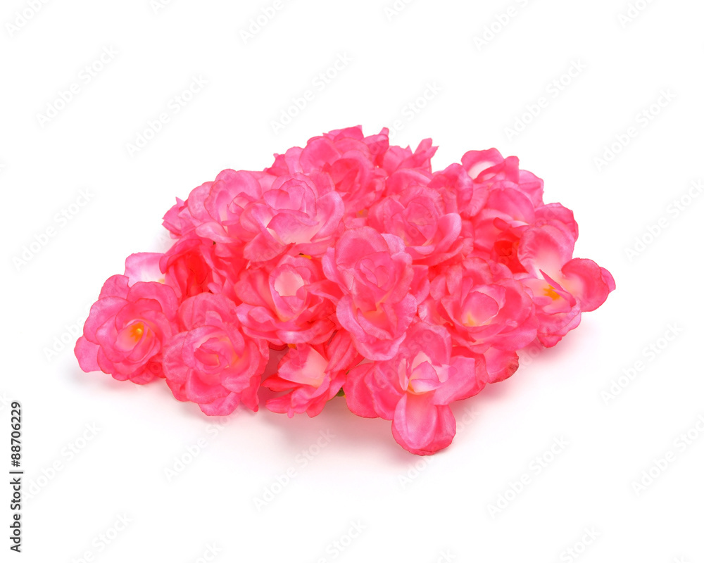 pink rose artificial flower on white background pink rose artificial flower on white background