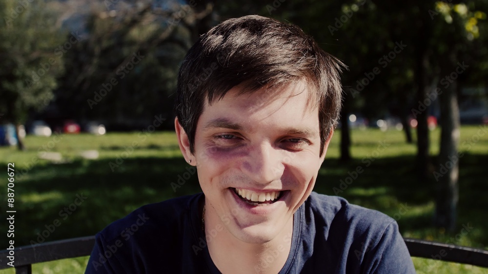 European man smiling and showing tongue European man smiling and showing tongue