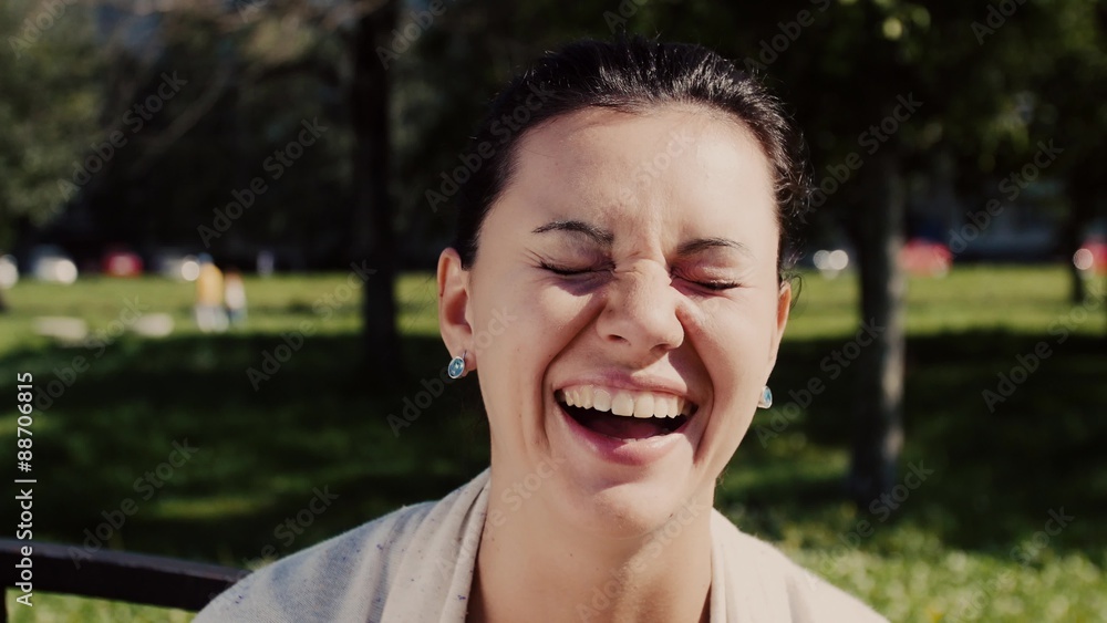 Cute European woman smiles and uses foul language. Cute European woman smiles and uses foul language.