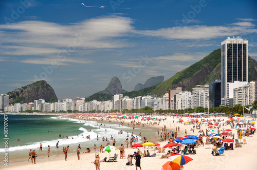 Sunny Day in Crowded Copacabana Beach