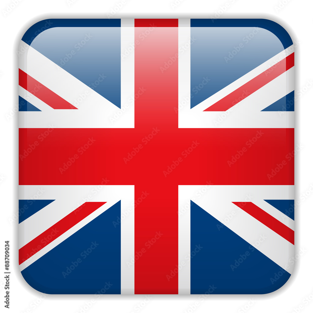 Obraz premium United Kingdom England Flag Smartphone Application Square Button