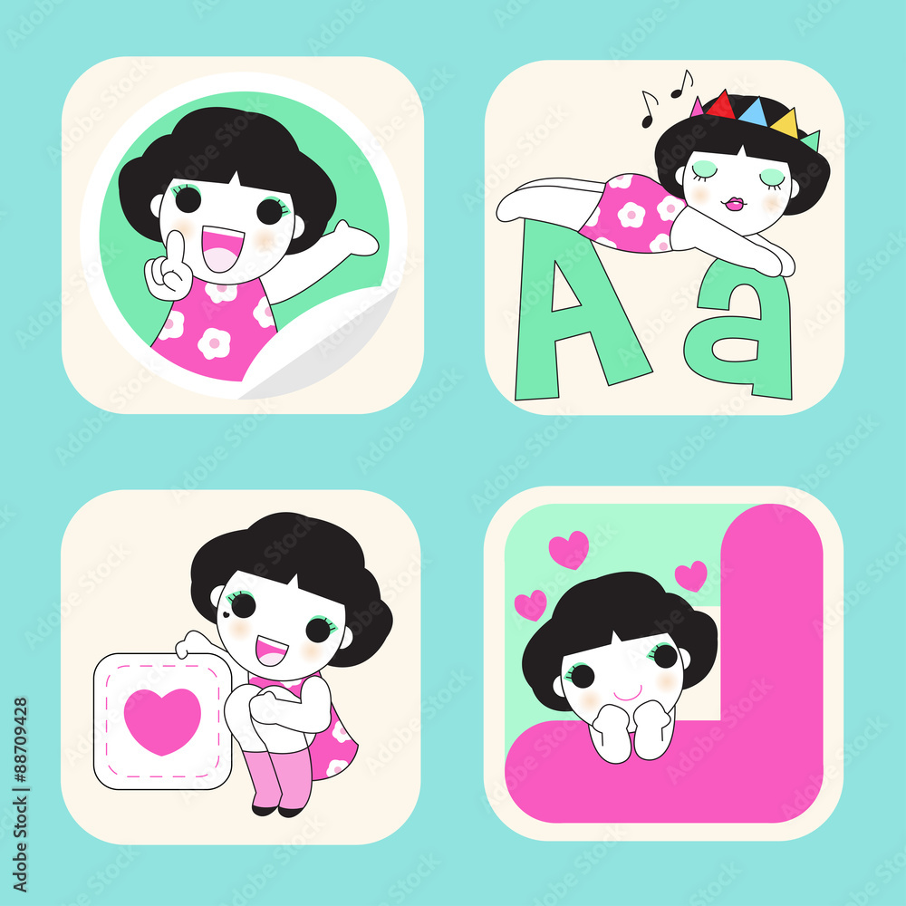 Cute Icon illustration set Cute Icon illustration set
