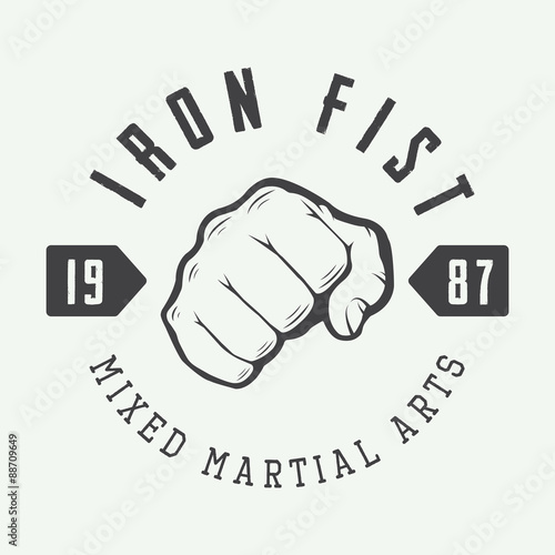 Vintage mixed martial arts logo, badge or emblem.