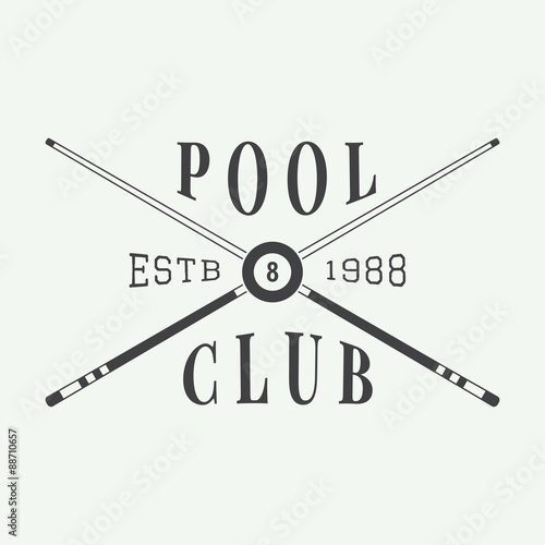 Vintage billiard label, emblem and logo