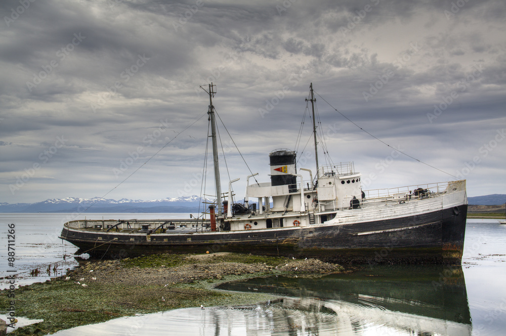 Old ship in the harbor of Ushuaia, Argentina
