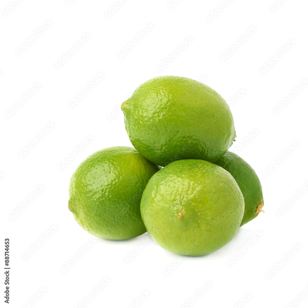 Pile of multiple ripe limes, composition isolated over the white Pile of multiple ripe limes, composition isolated over the white