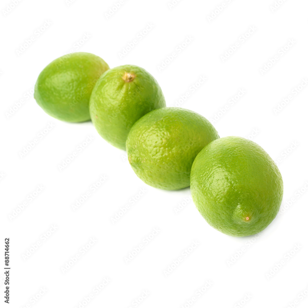 Four limes fruits composition isolated over the white background Four limes fruits composition isolated over the white background