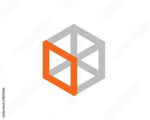 simple flat logo of hexagonal 3d truss frame	
