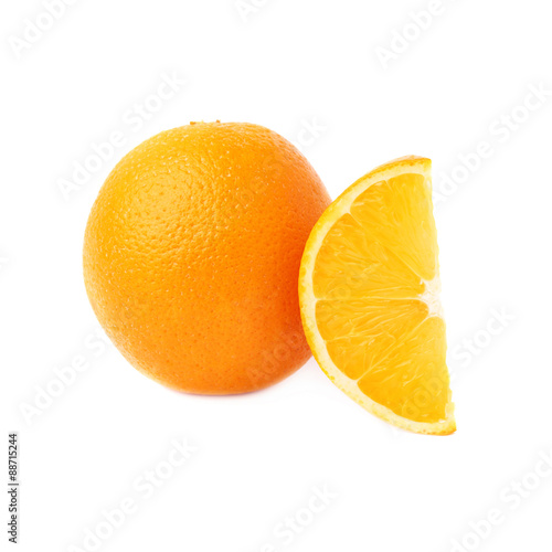 Served orange fruit composition isolated over the white