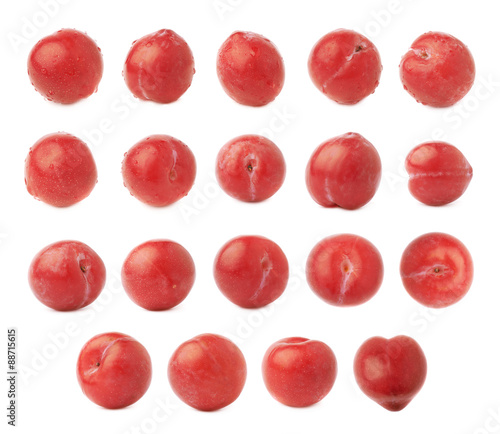 Single red victoria plum isolated