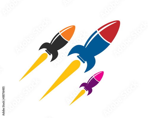 flat vector illustration of rocket on parade