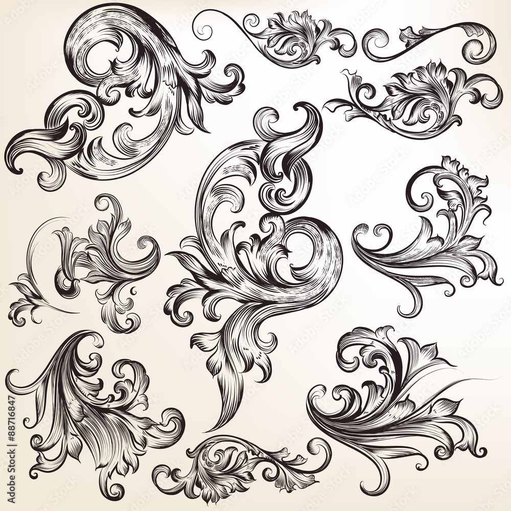 Collection of vector calligraphic flourishes and swirls Collection of vector calligraphic flourishes and swirls