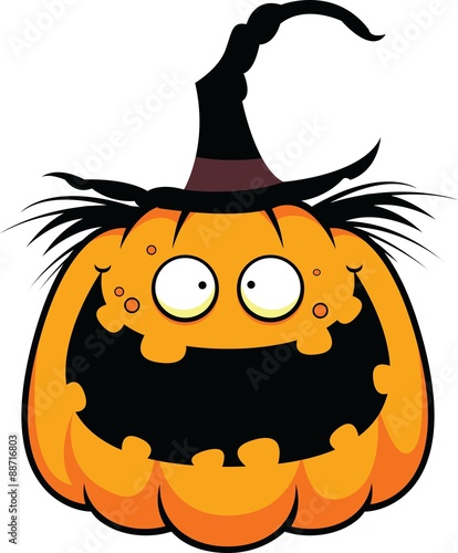 Cartoon Pumpkin Witch Happy