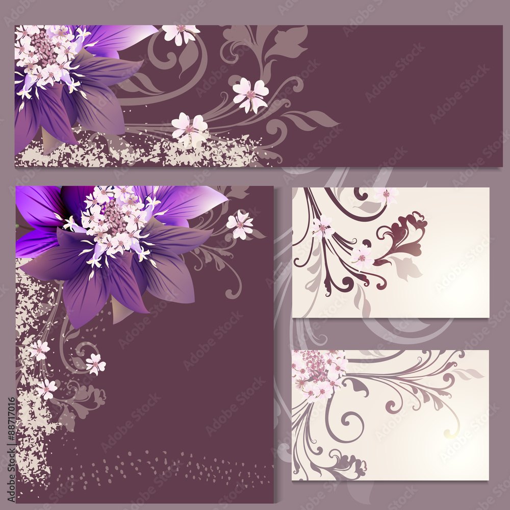 Floral templates or invitation with flowers