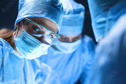 Team surgeon at work on operating in hospital
