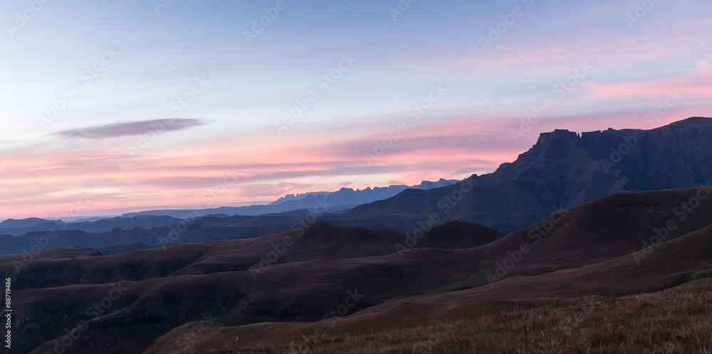Colourful drakensberg winter sunrise