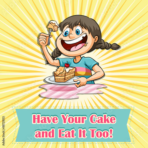 Girl eating a cake