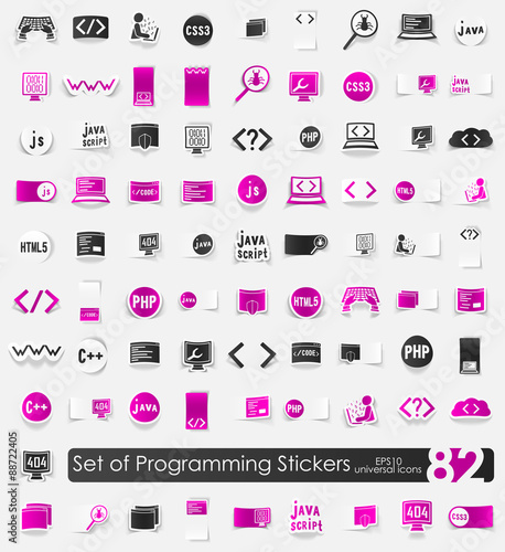 Set of programming stickers