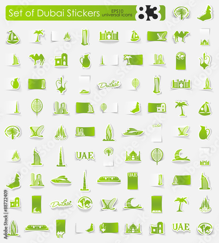 Set of Dubai stickers