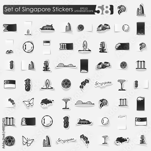 Set of Singapore stickers