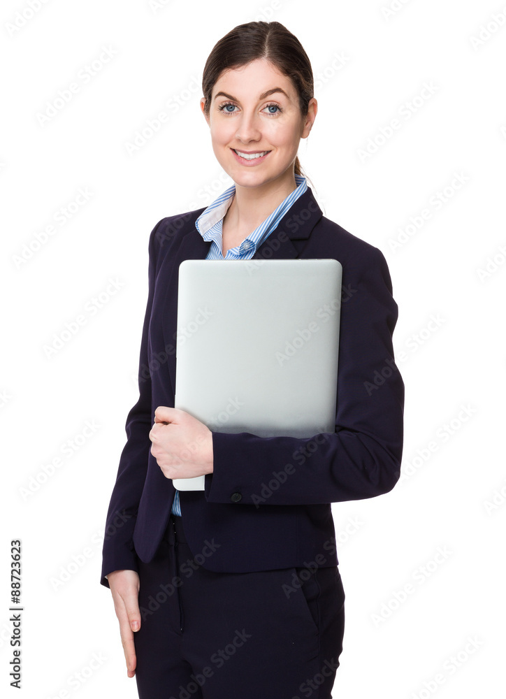 Young businesswoman hold with notebook computer Young businesswoman hold with notebook computer