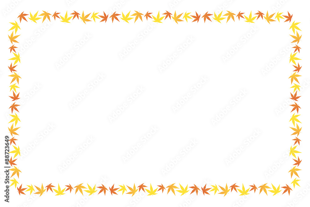 Fototapeta premium 紅葉の葉 囲み罫
