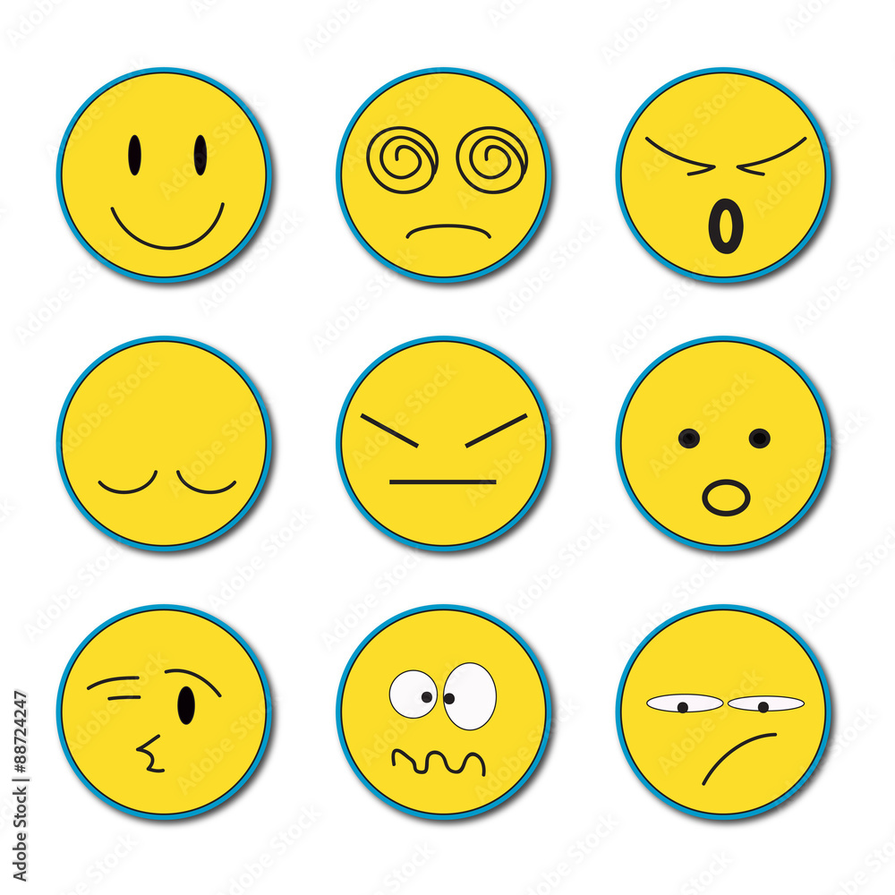 Fototapeta premium Set of emotion face icons on white background