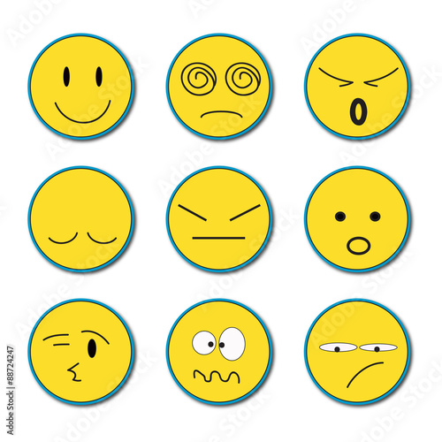 Set of emotion face icons on white background