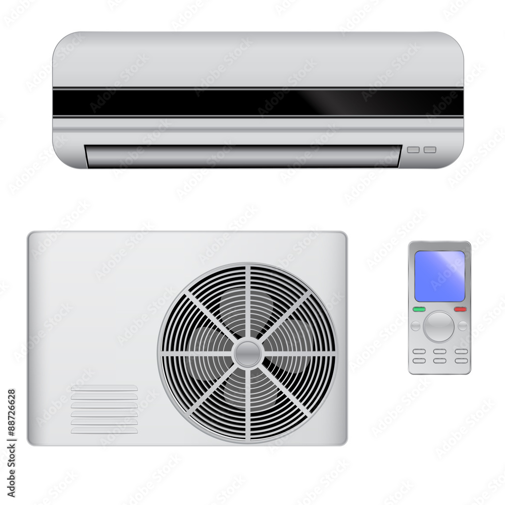 Fototapeta premium Air conditioner - indoor, outdoor and remote control