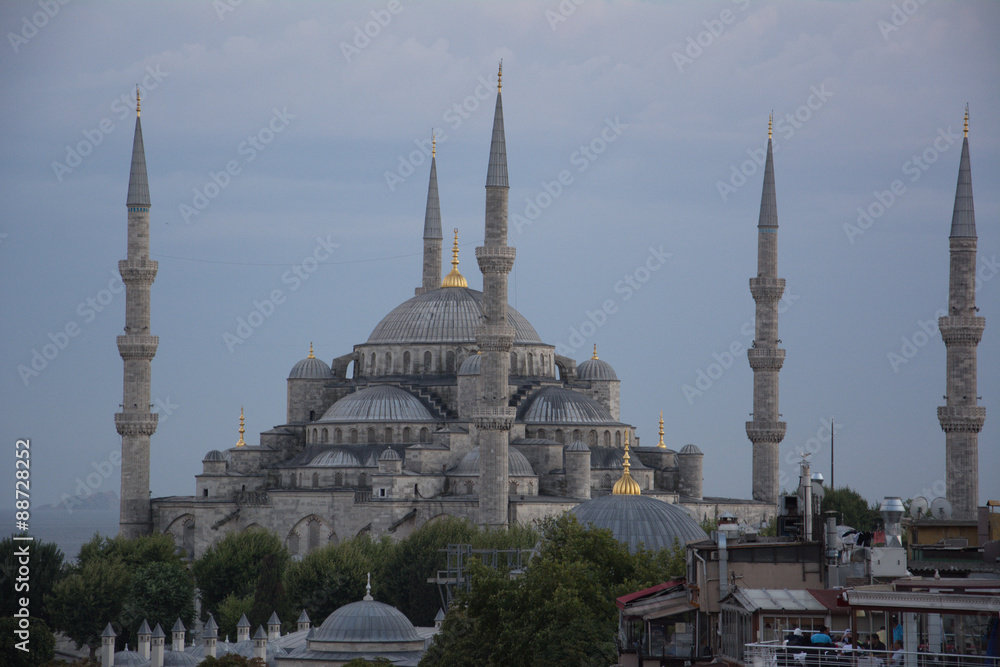 The Bue Mosque, evening in Istanbul, Turkey