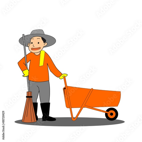 Street cleaner white background 