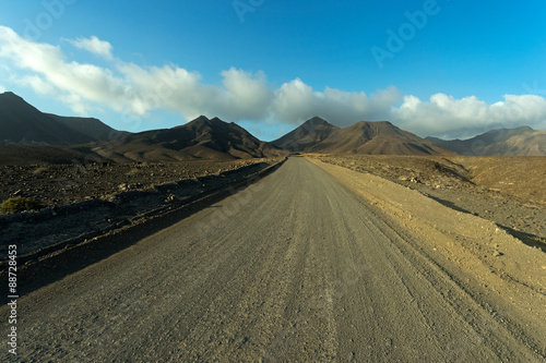 The Road in Mountains of Fuerteventura in area Jandia
