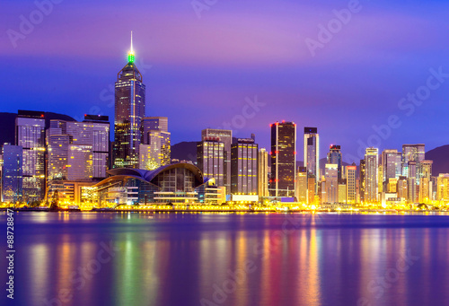 Photography Beautiful HongKong cityscape at sunset (Hong Kong)