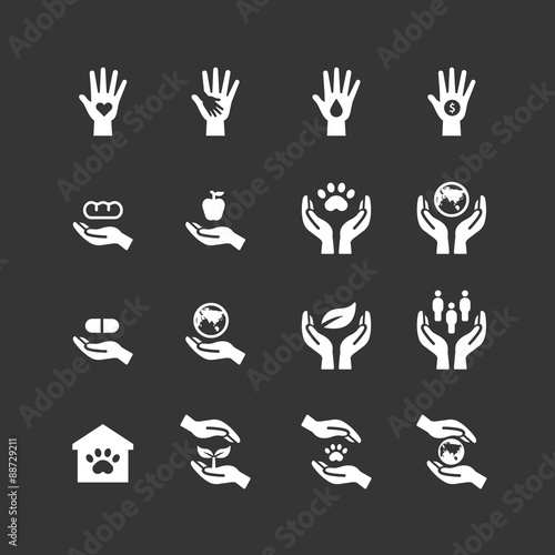 charity and donation silhouette icons flat line design vector