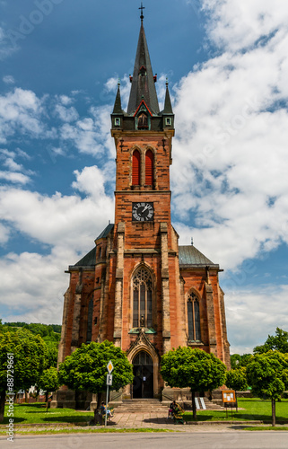 Front view of the cathedral in Vrchlabi, Czech republic