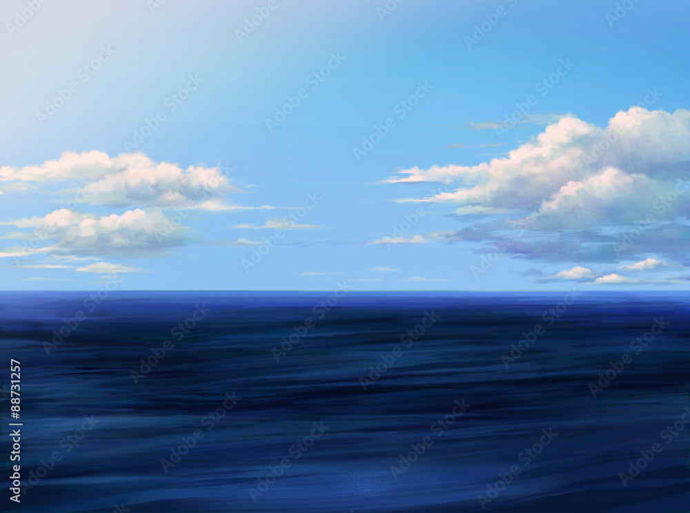 Obraz premium 大海原イラスト 朝