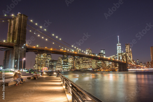 Fototapeta Naklejka Na Ścianę i Meble -  Panoramic View Manhattan Skyline and Brooklyn Bridge 