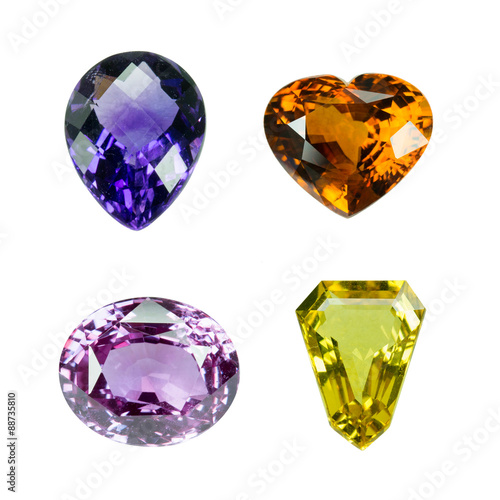 Bright gems on a white background