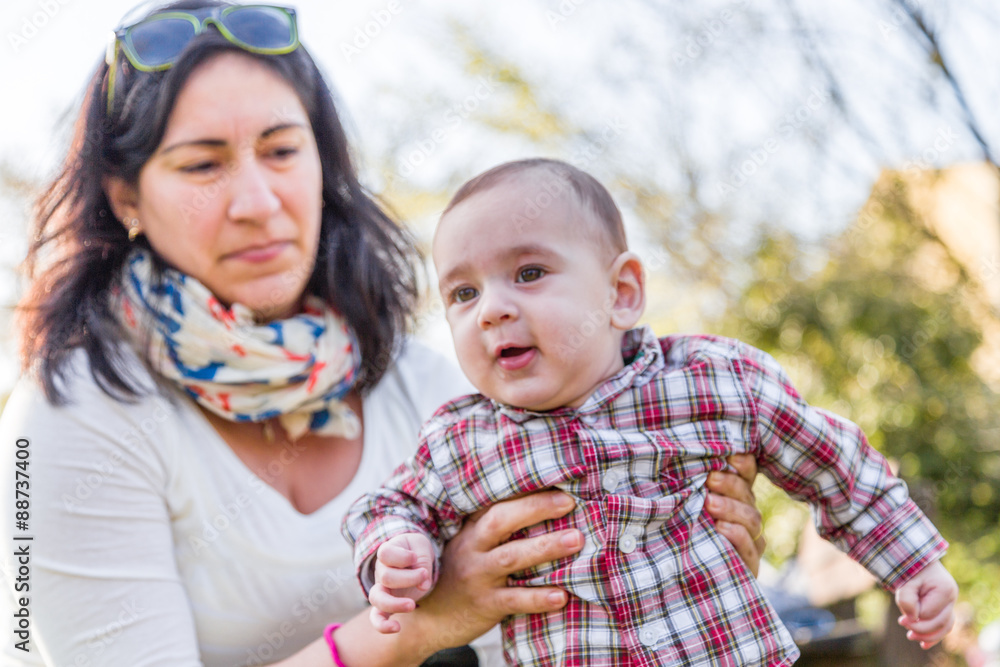 Fototapeta premium happy baby with mummy