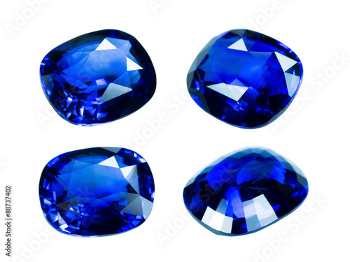 Blue sapphire isolated on white