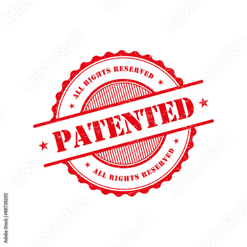Patented grunge retro red isolated stamp