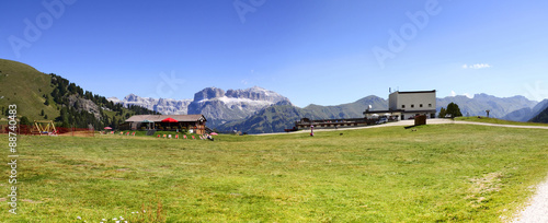 Wonderful view of the Dolomites - On background the view of Sella group mountains photo