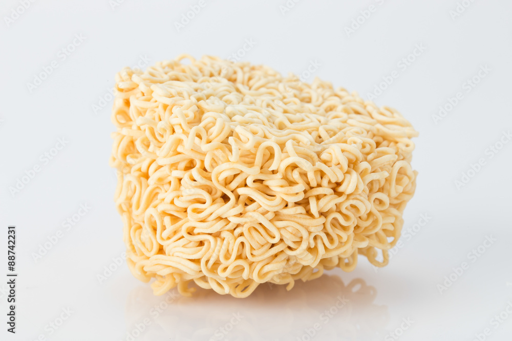 Dry noodles of the quick preparation on white background Dry noodles of the quick preparation on white background