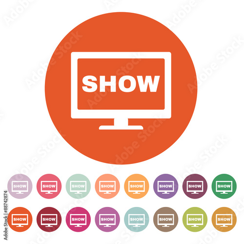 The tv show icon. Television and telly, telecasting, broadcast symbol. Flat