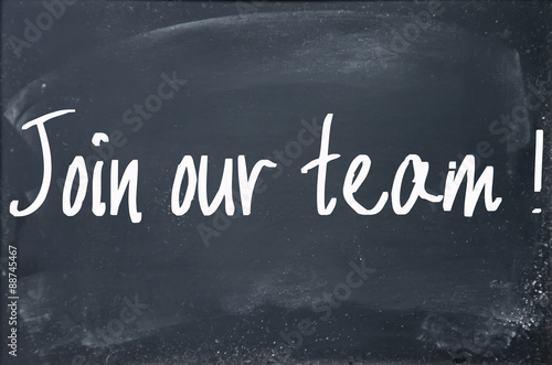 join our team text write on blackboard