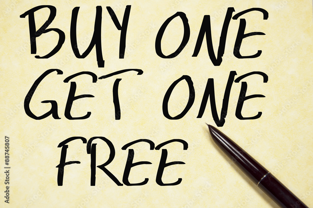 buy one get one free text write on paper